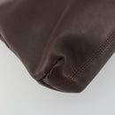 Salvatore Ferragamo Gancini Chain Shoulder Bag Leather Brown Gold Auth 191763-14