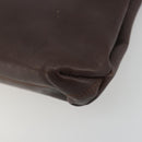 Salvatore Ferragamo Gancini Chain Shoulder Bag Leather Brown Gold Auth 191763-15
