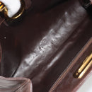 Salvatore Ferragamo Gancini Chain Shoulder Bag Leather Brown Gold Auth 191763-10