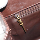 Salvatore Ferragamo Gancini Chain Shoulder Bag Leather Brown Gold Auth 191763-20