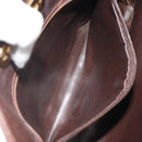 Salvatore Ferragamo Gancini Chain Shoulder Bag Leather Brown Gold Auth 191763-11