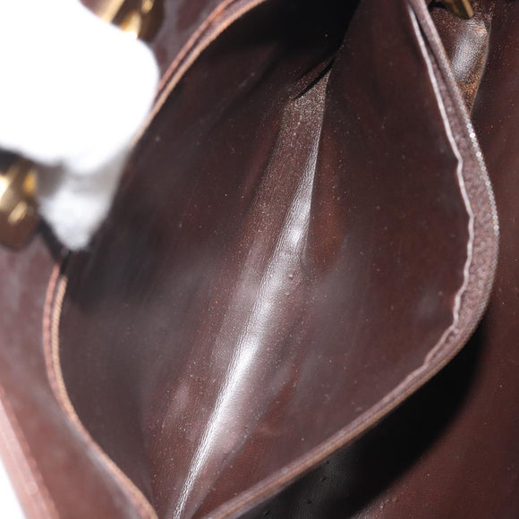 Salvatore Ferragamo Gancini Chain Shoulder Bag Leather Brown Gold Auth 191763