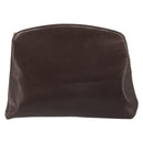 Salvatore Ferragamo Gancini Chain Shoulder Bag Leather Brown Gold Auth 191763-2