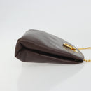 Salvatore Ferragamo Gancini Chain Shoulder Bag Leather Brown Gold Auth 191763-3