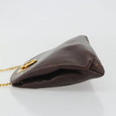 Salvatore Ferragamo Gancini Chain Shoulder Bag Leather Brown Gold Auth 191763-4
