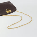 Salvatore Ferragamo Gancini Chain Shoulder Bag Leather Brown Gold Auth 191763-7