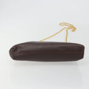 Salvatore Ferragamo Gancini Chain Shoulder Bag Leather Brown Gold Auth 191763-5