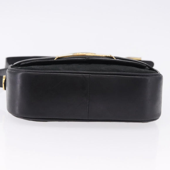 CELINE C Saluki Horse Carriage Shoulder Bag Black Gold Tone Auth 191767A