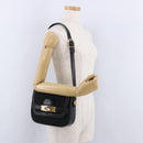 CELINE C Saluki Horse Carriage Shoulder Bag Black Gold Tone Auth 191767A-23