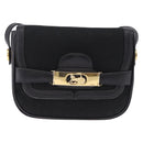 CELINE C Saluki Horse Carriage Shoulder Bag Black Gold Tone Auth 191767A-13