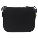 CELINE C Saluki Horse Carriage Shoulder Bag Black Gold Tone Auth 191767A-2