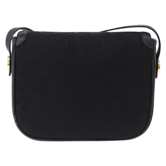 CELINE C Saluki Horse Carriage Shoulder Bag Black Gold Tone Auth 191767A