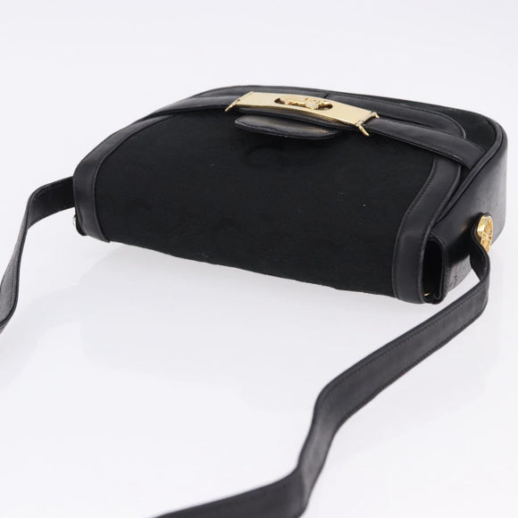 CELINE C Saluki Horse Carriage Shoulder Bag Black Gold Tone Auth 191767A