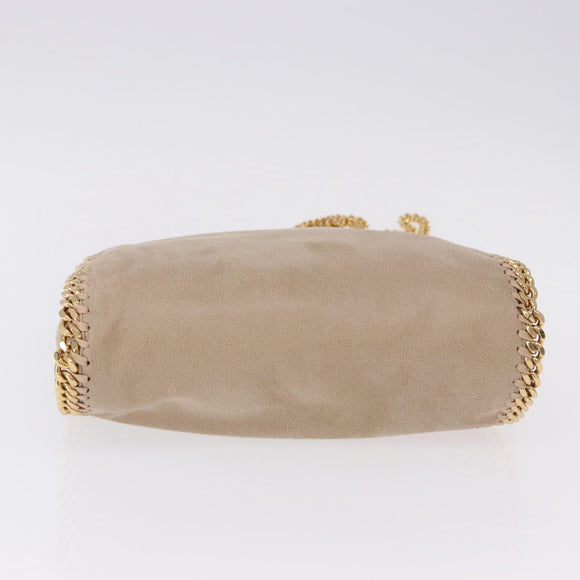 Stella MacCartney Falabella Chain Shoulder Bag Polyester Beige Gold Auth 191768V