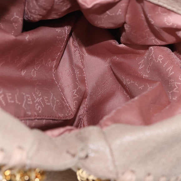 Stella MacCartney Falabella Chain Shoulder Bag Polyester Beige Gold Auth 191768V