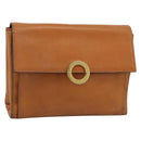 CELINE Circle Shoulder Bag Leather Brown Gold Tone Auth 191769-1