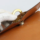 CELINE Circle Shoulder Bag Leather Brown Gold Tone Auth 191769-12