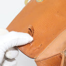 CELINE Circle Shoulder Bag Leather Brown Gold Tone Auth 191769-15