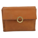 CELINE Circle Shoulder Bag Leather Brown Gold Tone Auth 191769-2