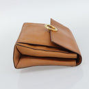CELINE Circle Shoulder Bag Leather Brown Gold Tone Auth 191769-5