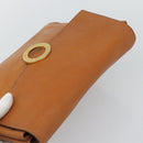 CELINE Circle Shoulder Bag Leather Brown Gold Tone Auth 191769-6