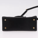 Salvatore Ferragamo Vala Hand Bag Leather 2way Black Gold Tone Auth 191779A-11