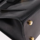 Salvatore Ferragamo Vala Hand Bag Leather 2way Black Gold Tone Auth 191779A-12