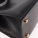 Salvatore Ferragamo Vala Hand Bag Leather 2way Black Gold Tone Auth 191779A-14
