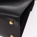 Salvatore Ferragamo Vala Hand Bag Leather 2way Black Gold Tone Auth 191779A-15
