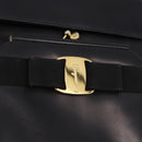 Salvatore Ferragamo Vala Hand Bag Leather 2way Black Gold Tone Auth 191779A-16