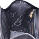 Salvatore Ferragamo Vala Hand Bag Leather 2way Black Gold Tone Auth 191779A-21