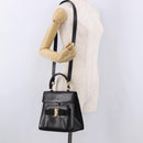 Salvatore Ferragamo Vala Hand Bag Leather 2way Black Gold Tone Auth 191779A-25