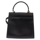 Salvatore Ferragamo Vala Hand Bag Leather 2way Black Gold Tone Auth 191779A-3