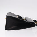 Salvatore Ferragamo Vala Hand Bag Leather 2way Black Gold Tone Auth 191779A-4