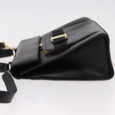 Salvatore Ferragamo Vala Hand Bag Leather 2way Black Gold Tone Auth 191779A-5