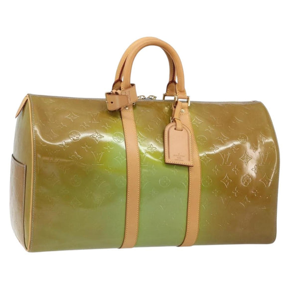 LOUIS VUITTON Monogram Vernis Mercer Boston Bag Baby Blue M91001 LV Auth 191782