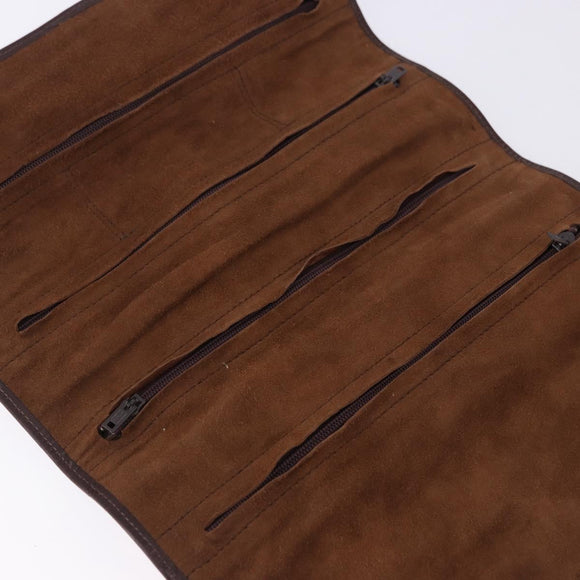Christian Dior Trotter Canvas Accessory Case Brown Gold Tone Auth 191790V