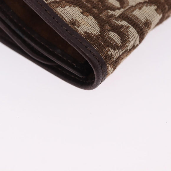 Christian Dior Trotter Canvas Accessory Case Brown Gold Tone Auth 191790V