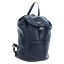 PRADA Backpack Leather Navy Silver Auth 191791V-1