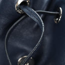 PRADA Backpack Leather Navy Silver Auth 191791V-24