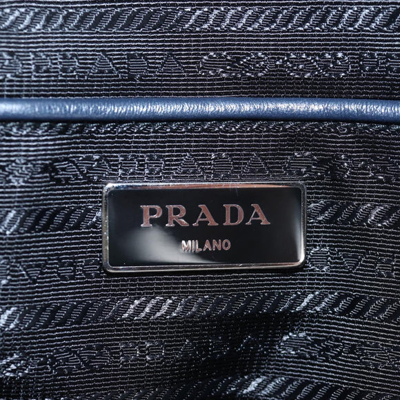 PRADA Backpack Leather Navy Silver Auth 191791V