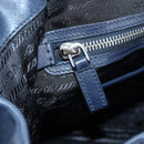 PRADA Backpack Leather Navy Silver Auth 191791V-28