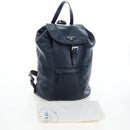 PRADA Backpack Leather Navy Silver Auth 191791V-12