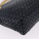 BOTTEGA VENETA INTRECCIATO Chain Shoulder Bag Leather Navy Gold Auth 191793V-9