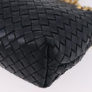 BOTTEGA VENETA INTRECCIATO Chain Shoulder Bag Leather Navy Gold Auth 191793V-16