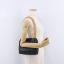 BOTTEGA VENETA INTRECCIATO Chain Shoulder Bag Leather Navy Gold Auth 191793V-22