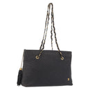 BALLY Chain Shoulder Bag Leather Black Gold Tone Auth 191794-1