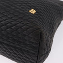 BALLY Chain Shoulder Bag Leather Black Gold Tone Auth 191794-14