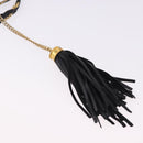 BALLY Chain Shoulder Bag Leather Black Gold Tone Auth 191794-10