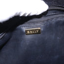 BALLY Chain Shoulder Bag Leather Black Gold Tone Auth 191794-11